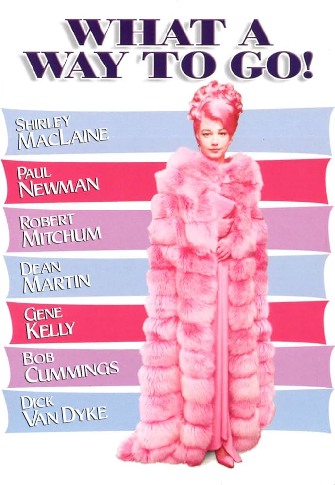 WHAT A WAY TO GO (1964) Shirley MacLaine,Paul Newman,Robert Mitchum,Dean Martin,Gene Kelly,Bob Cummings,Dick Van Dyke - Public Domain DVD NO CASE