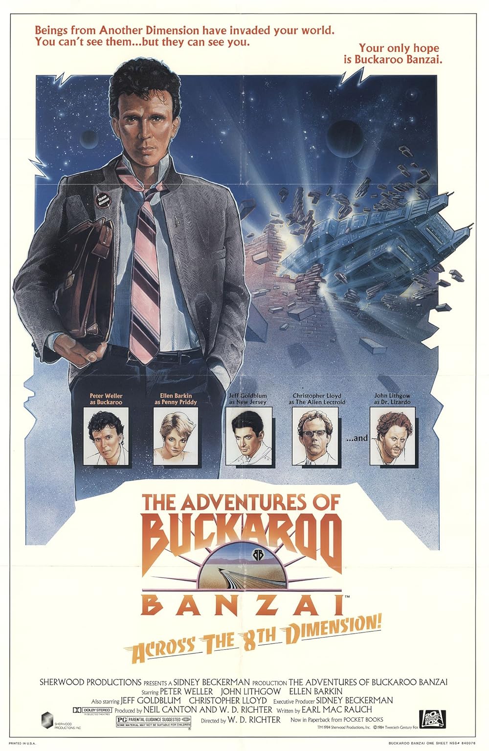 The Adventures of Buckaroo Banzai Across the 8th Dimension (1984) Peter Weller,John Lithgow,Ellen Barkin,Jeff Goldblum,Christopher Lloyd - Public Domain DVD NO CASE