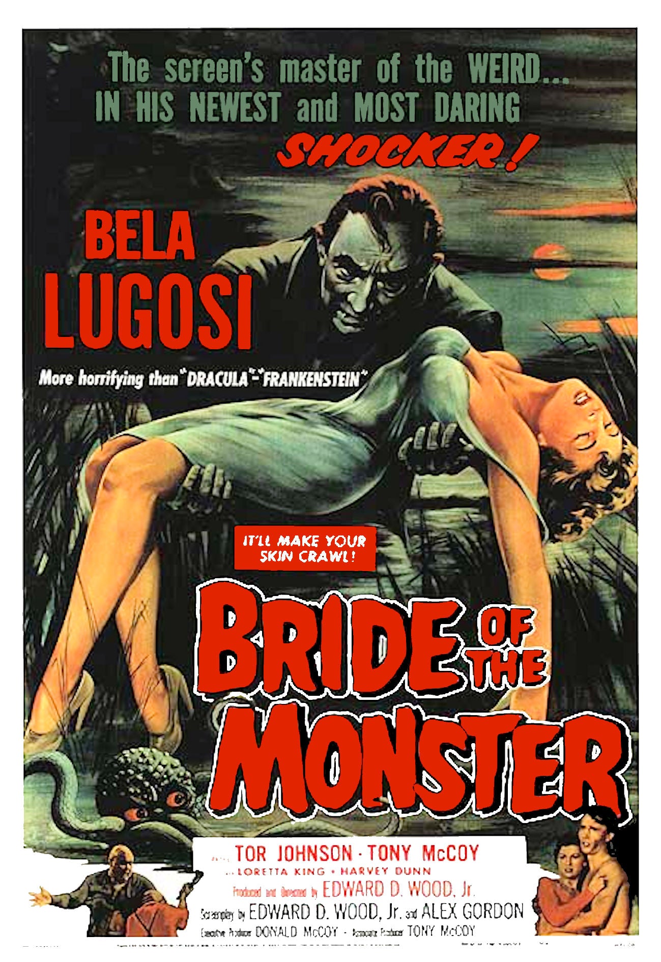 BRIDE OF THE MONSTER (1955) Tony Curtis,Michael Ansara,Susan Strasberg,Stella Stevens,Jon Cedar,Ann Sothern,Burgess Meredith - Public Domain DVD NO CASE RARE !
