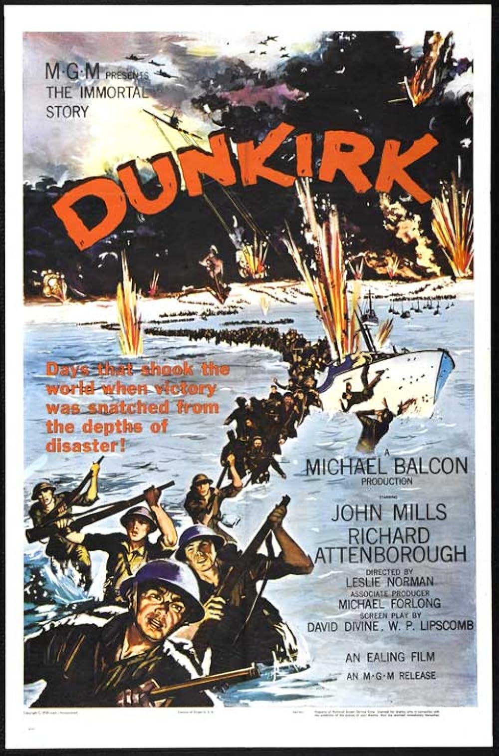 DUNKIRK (1958) Bernard Lee, Richard Attenborough, Robert Urquhart, John Mills, Flanagan and Allan - Public Domain DVD NO CASE