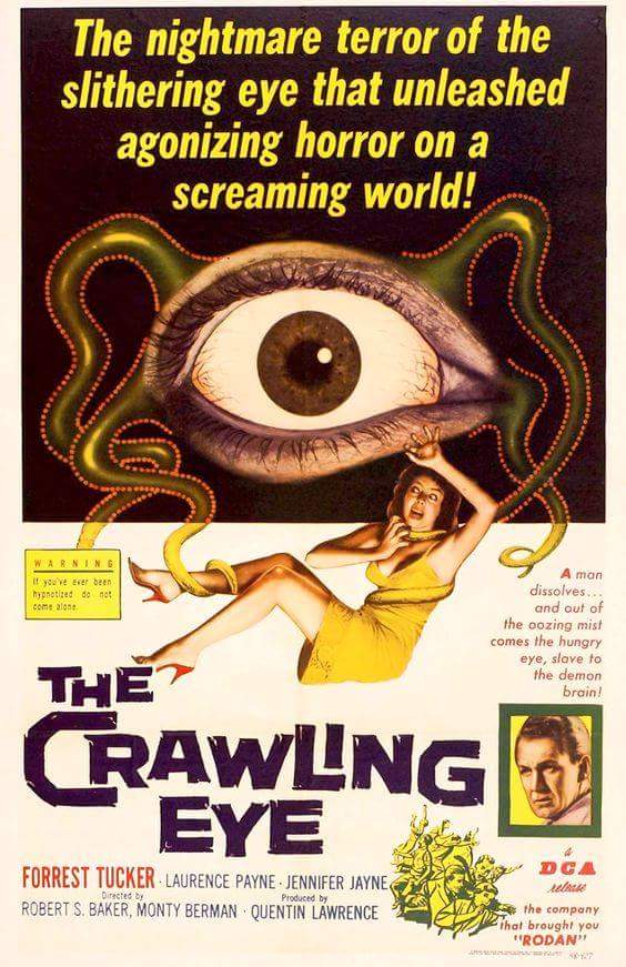 THE CRAWLING EYE (1958) Forrest Tucker, Laurance Payne, Jennifer Jayne, Janet Munro, Warren Mitchell - PUBLIC DOMAIN DVD ONLY NO CASE