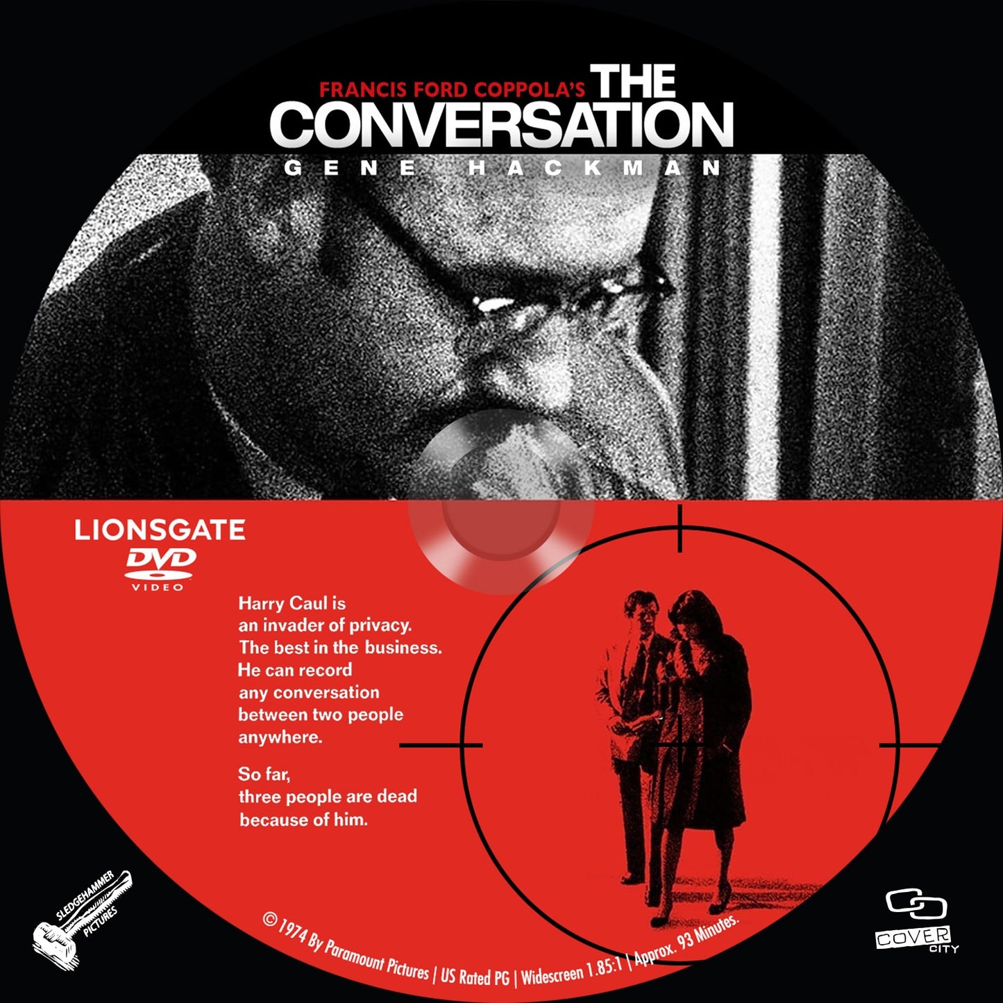 THE CONVERSATION (1974) Gene Hackman,John Cazale,Allen Garfield,Cindy Williams,Frederic Forrest - Public Domain DVD NO CASE RARE !