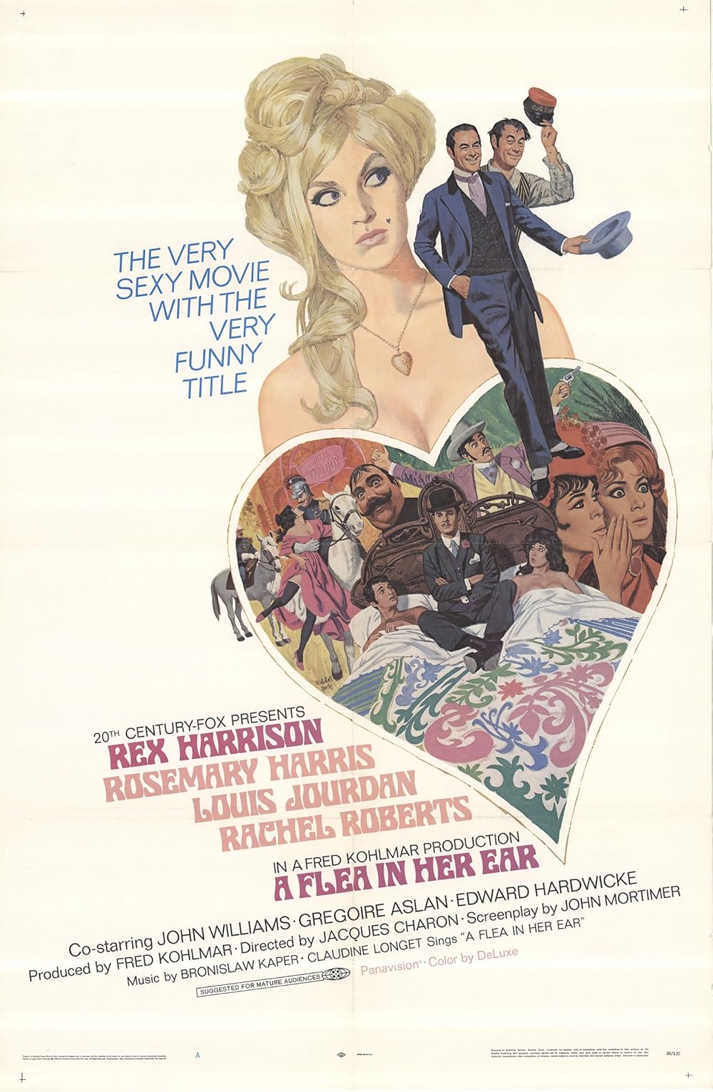 A FLEA IN HER EAR (1968) Rex Harrison,Rosemary Harris,Louis Jourdan,Rachel Roberts Public Domain DVD NO CASE