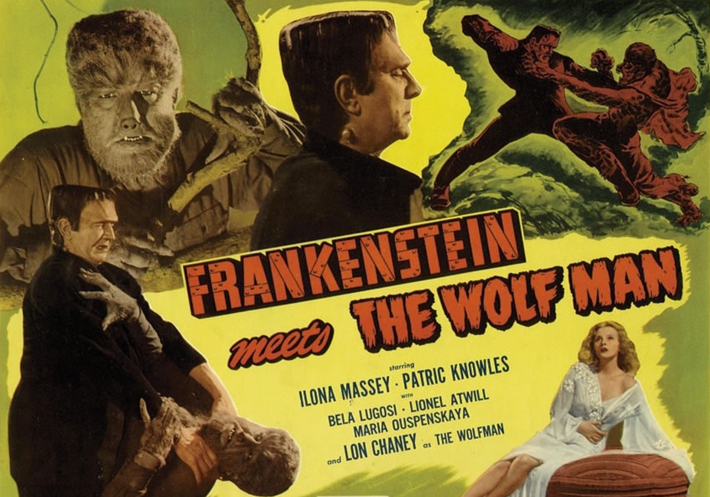 FRANKENSTEIN MEETS THE WOLFMAN (1943) Ilona Massey,Patric Knowles,Bela Lugosi,Lionel Atwill,Maria Ouspenskaya,Lon Chaney Jr. - Public Domain DVD NO CASE