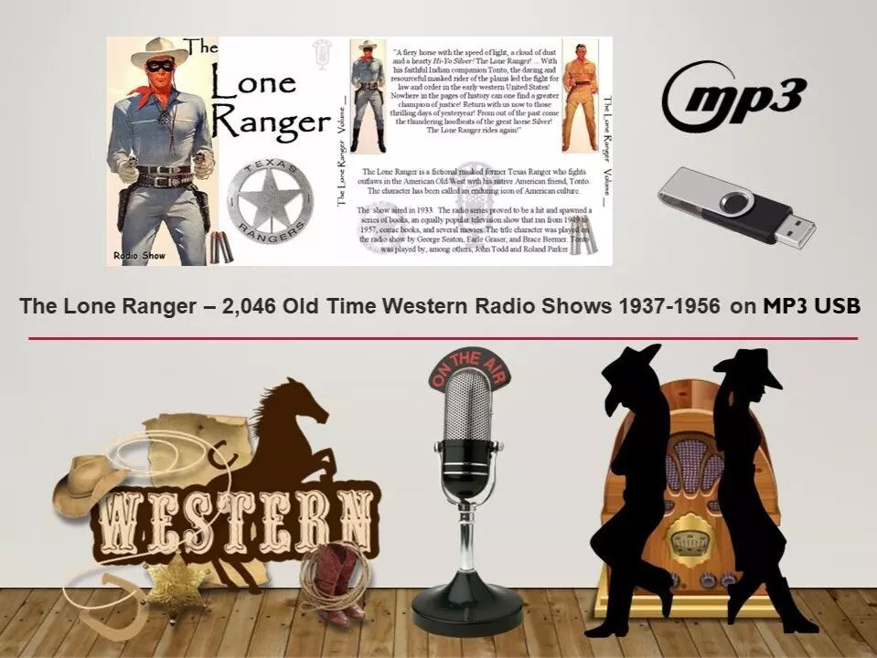 THE LONE RANGER - 2046 - Old Time Radio Shows MP3 & 222 COMICS CBR ON USB