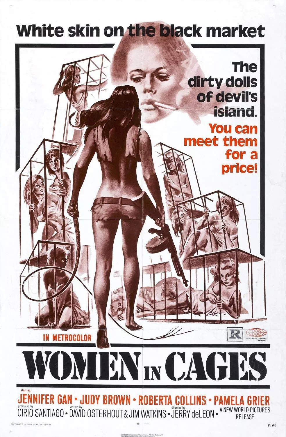 WOMEN IN CAGES (1971) Pam Grier - Public Domain DVD NO CASE RARE !