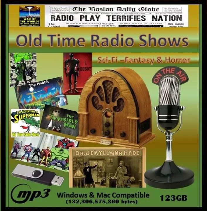 HUGE COLLECTION OF OLD TIME RADIO SC-FI & HORROR SHOWS 123 GB OF MP3's ON USB