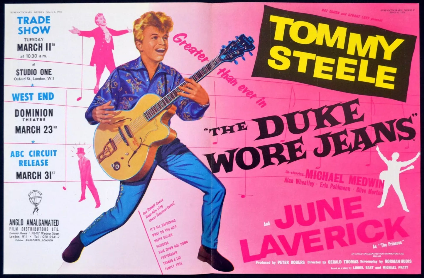 THE DUKE WORE JEANS (1958) Tommy Steele - Public Domain DVD NO CASE RARE !