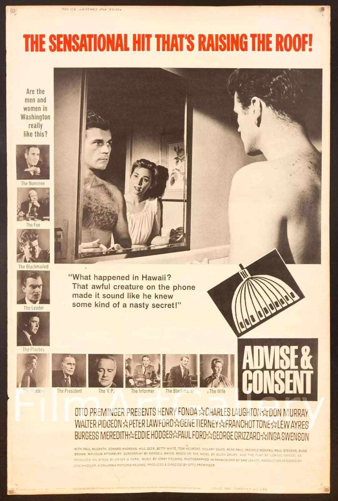 ADVISE AND CONSENT (1962) Glenn Ford - Public Domain DVD NO CASE RARE !