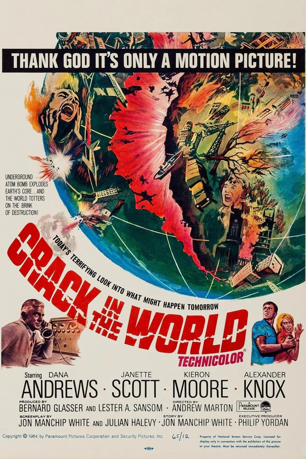 CRACK IN THE WORLD (1965) Alexander Knox - DVD-Public Domain DVD NO CASE