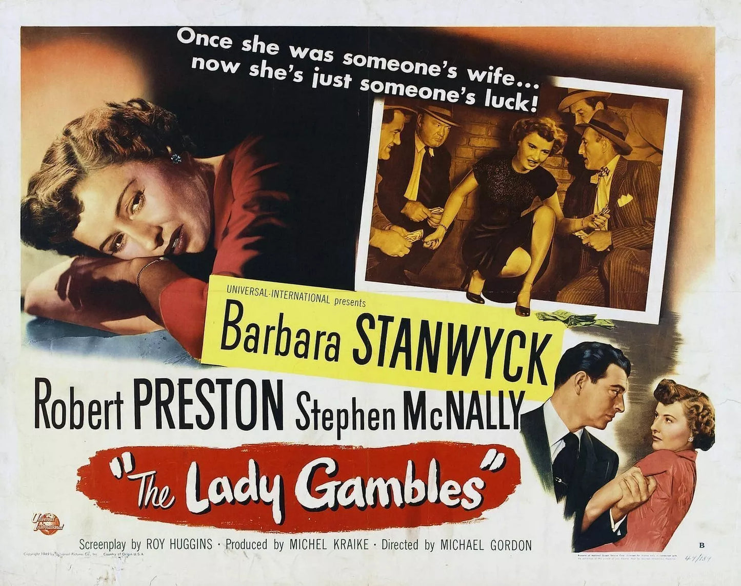 THE LADY GAMBLES (1949) - Barbara Stanwyck, Robert Preston, Stephen McNally - Public Domain DVD NO CASE