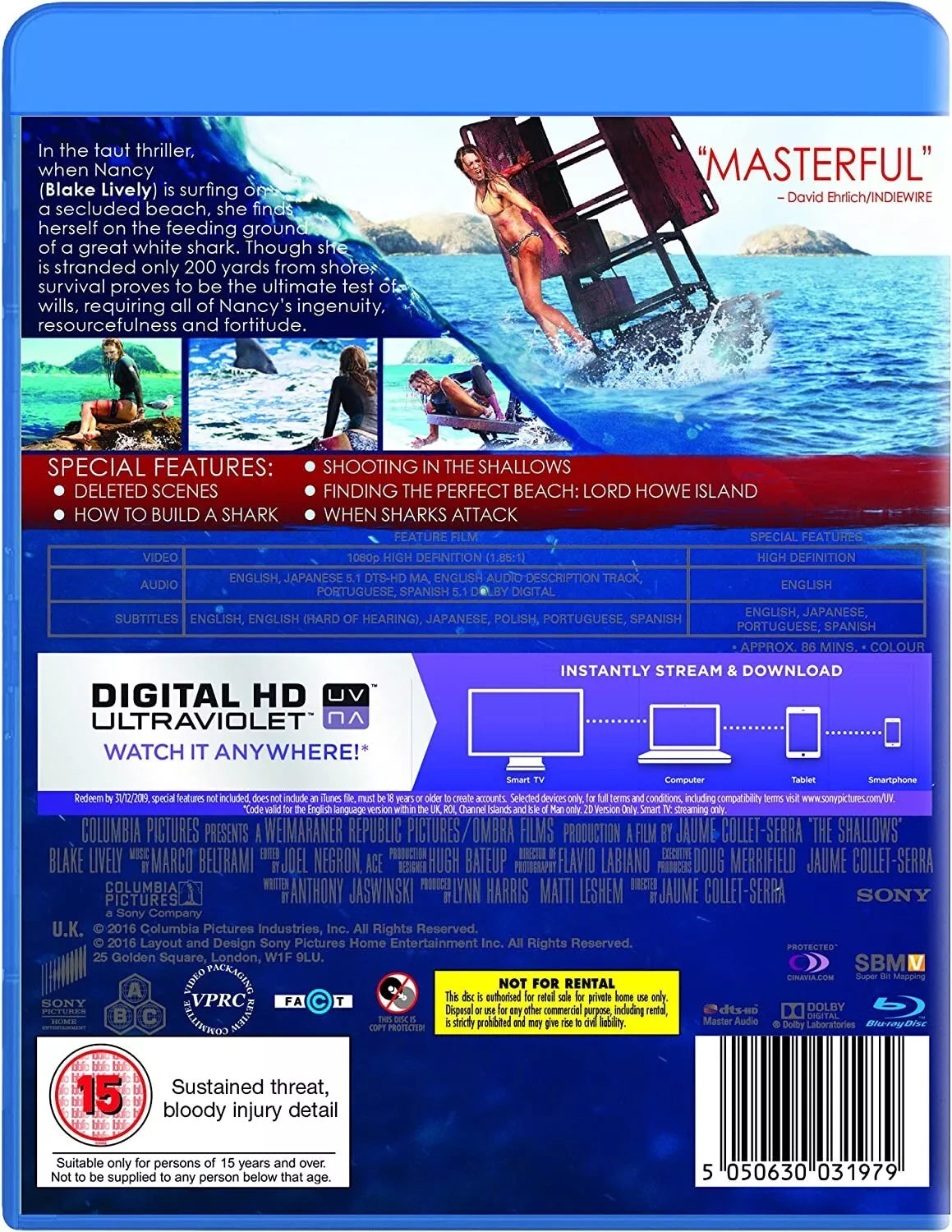 THE SHALLOWS - BLU-RAY - NEW SEALED - FREE POST