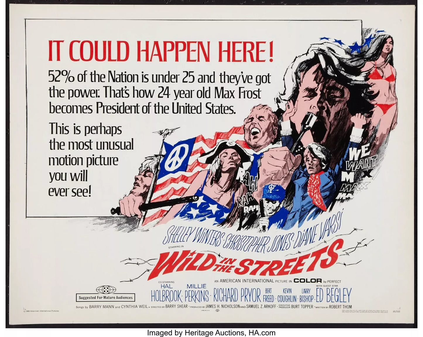 WILD IN THE STREETS (1968) Shelley Winters,Ed Begley - Public Domain DVD NO CASE