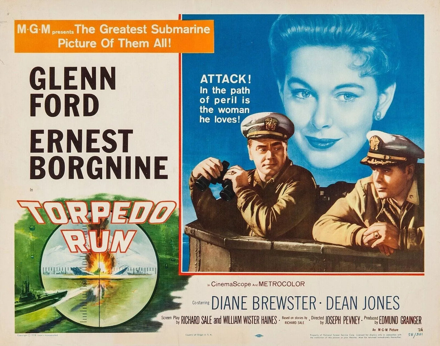 TORPEDO RUN (1958) Glen Ford, Ernest Borgnine - Public Domain DVD NO CASE