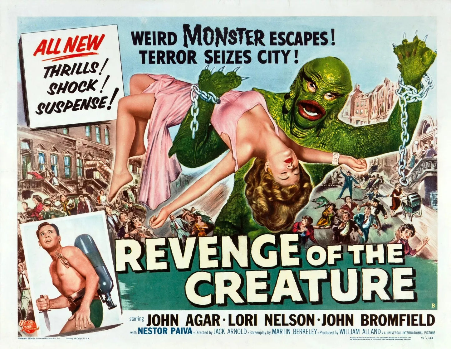 REVENGE OF THE CREATURE (1955) John Agar,Lori Nelson,John Bromfield,Nestor Paiva,Ricou Browning,Tom Hennesy - Public Domain DVD NO CASE RARE !
