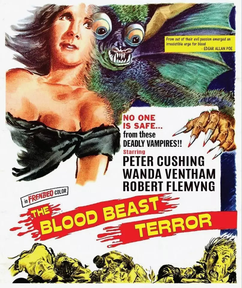 THE BLOOD BEAST TERROR (1968) Peter Cushing ,Robert Flemyng ,Wanda Ventham ,Vanessa Howard - DVD, Public Domain DVD NO CASE