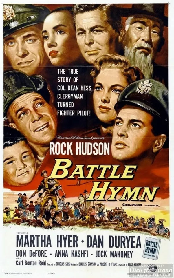 BATTLE HYMN (1957) Rock Hudson, Martha Hyer - Public Domain DVD NO CASE RARE !