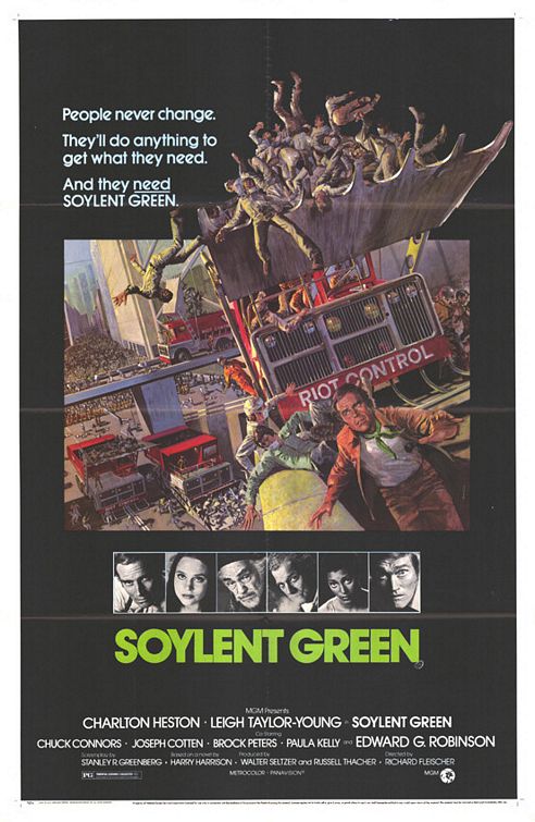 SOYLENT GREEN (1973) Charlton Heston,Leigh Taylor-Young,Chuck Connors,Joseph Cotten,Brock Peters,Paula Kelly,Edward G. Robinson - Public Domain DVD NO CASE RARE !
