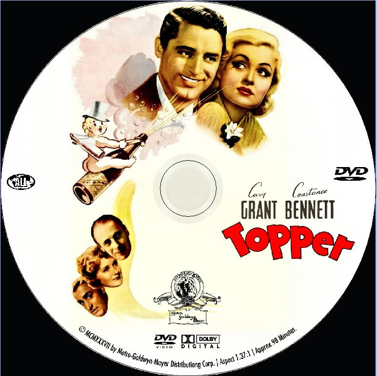 TOPPER (1937) Constance Bennett,Cary Grant,Roland Young - Public Domain DVD NO CASE RARE !