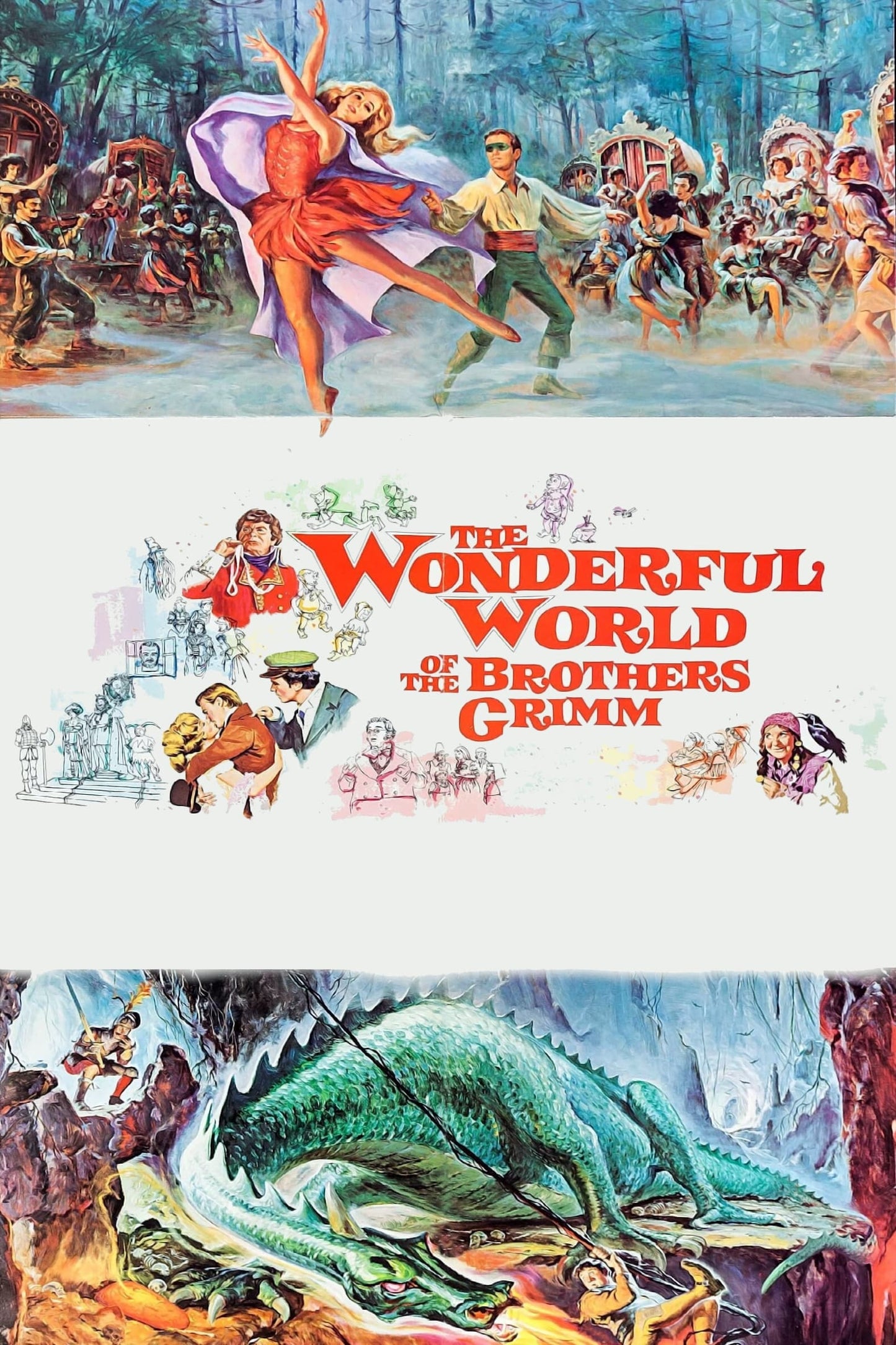 THE WONDERFUL WORLD OF THE BROTHERS GRIMM (1962) Laurence Harvey,Claire Bloom,Terry-Thomas,Buddy Hackett - Public Domain DVD NO CASE RARE !