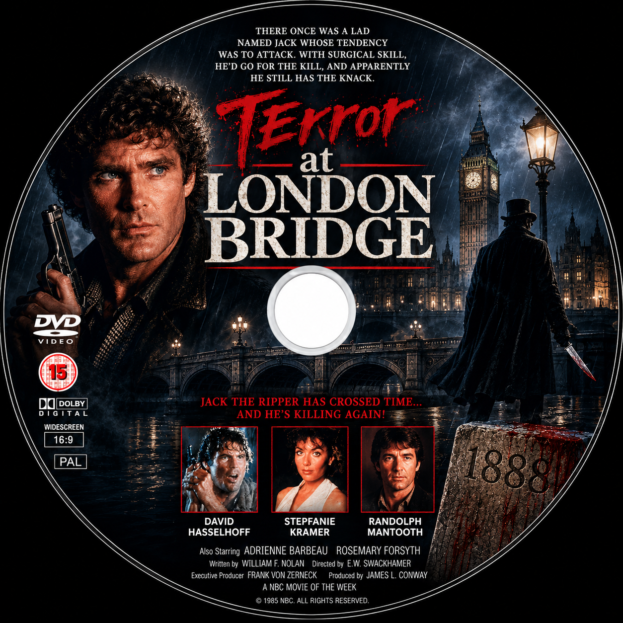 TERROR AT LONDON BRIDGE (1985) David Hasselhoff, Stepfanie Kramer, Randolph Mantooth, Adrienne Barbeau, Rosemary Forsyth  - DVD NO CASE