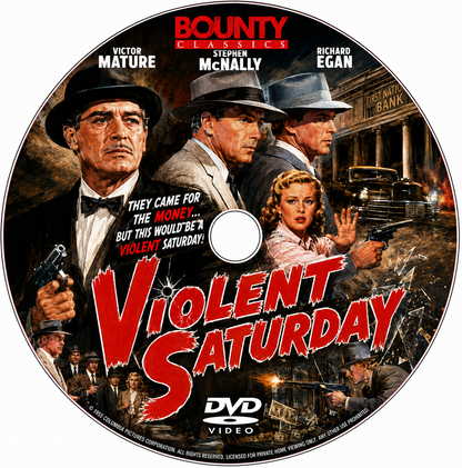 VIOLENT SATURDAY (1955) Lee Marvin,Victor Mature - Public Domain DVD NO CASE