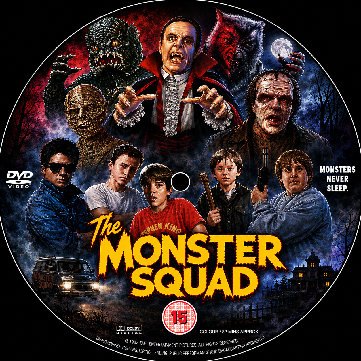 THE MONSTER SQUAD (1987) André Gower • Robby Kiger • Stephen Macht • Duncan Regehr • Tom Noonan - Public Domain Movie DVD NO CASE