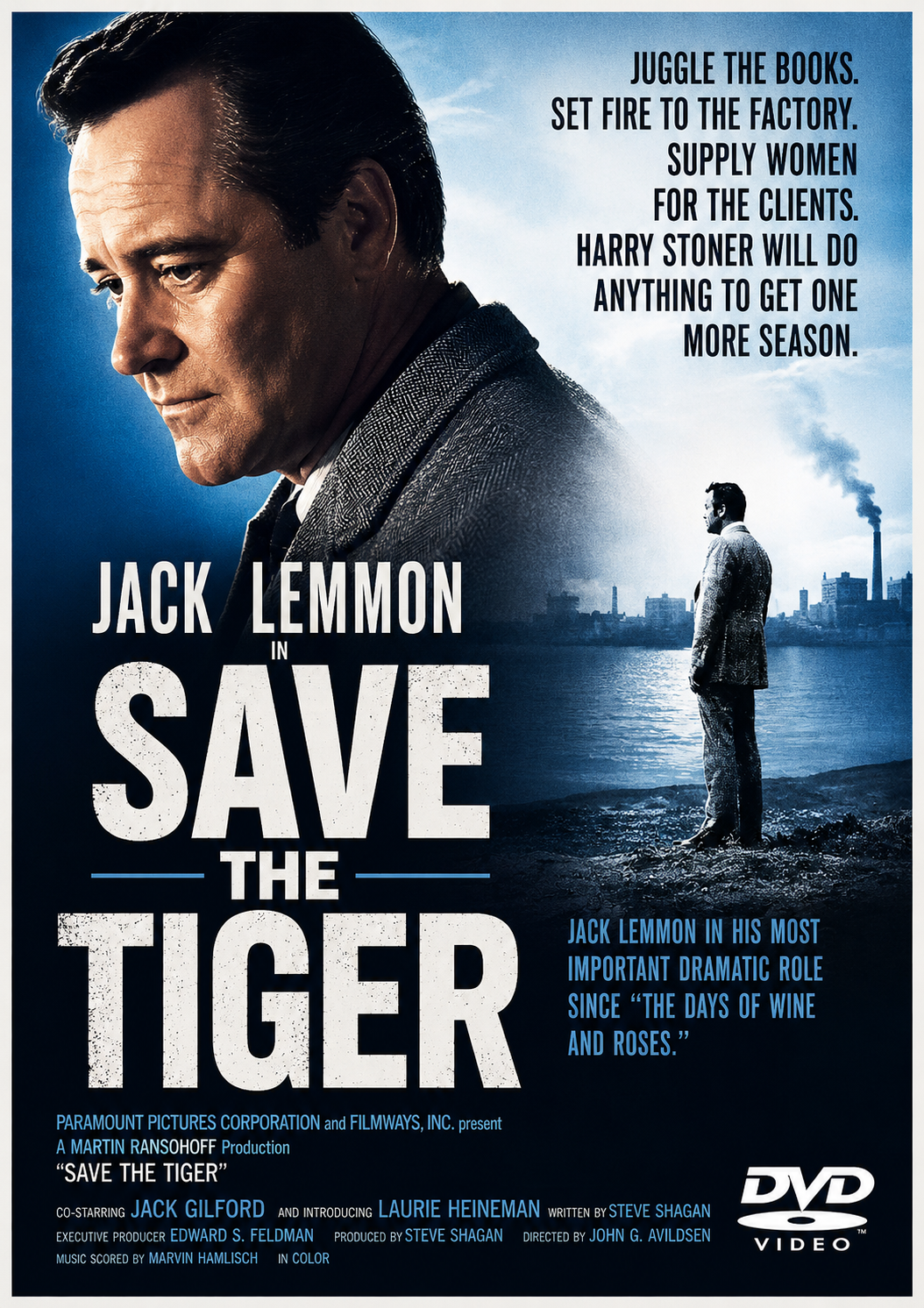 SAVE THE TIGER (1973)  Jack Lemmon, Jack Gilford, Laurie Heineman, Thayer David, Lara Parker, Liv Lindeland- Public Domain Movie DVD NO CASE