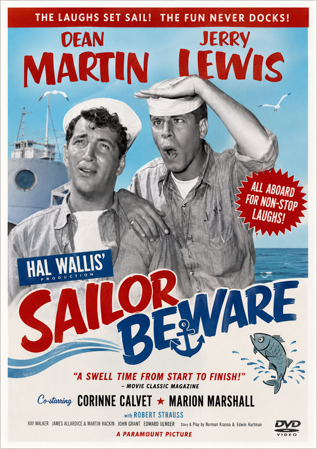 SAILOR BEWARE (1952) Jerry Lewis, Dean Martin, Marion Marshall, Corinne Calvet, Leif Erickson - Public Domain Movie DVD NO CASE