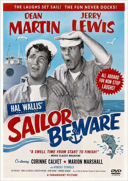 SAILOR BEWARE (1952) Jerry Lewis, Dean Martin, Marion Marshall, Corinne Calvet, Leif Erickson - Public Domain Movie DVD NO CASE