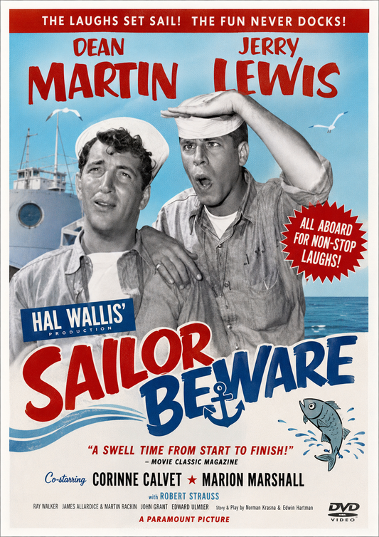 SAILOR BEWARE (1952) Jerry Lewis, Dean Martin, Marion Marshall, Corinne Calvet, Leif Erickson - Public Domain Movie DVD NO CASE