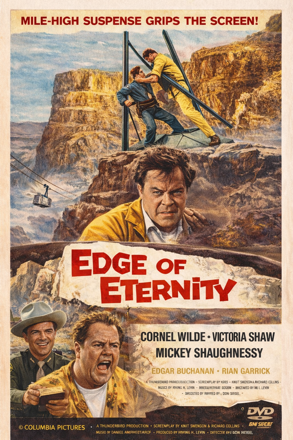EDGE OF ETERNITY (1959) Cornel Wilde ,Victoria Shaw ,Mickey Shaughnessy   - DVD Public Domain DVD NO CASE