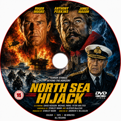 NORTH SEA HIJACK (1980) Roger Moore, Anthony Perkins, James Mason, Michael Parks, David Hedison, Michael Billington - Public Domain DVD NO CASE