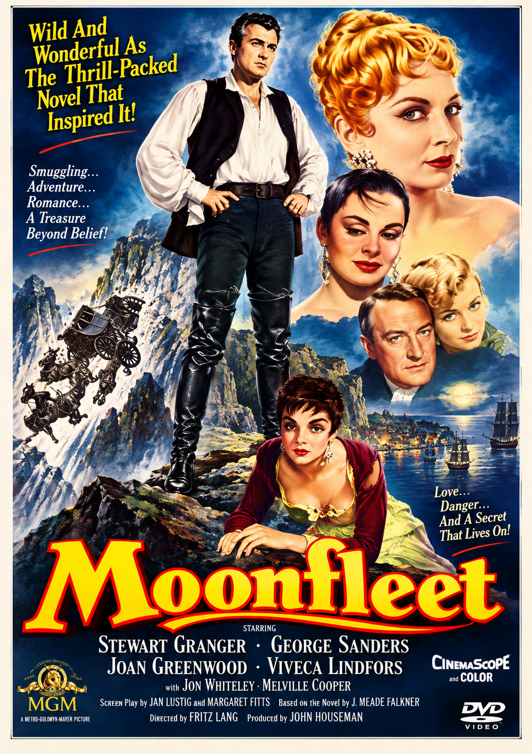 MOONFLEET (1955) Stewart Granger • George Sanders • Joan Greenwood • Viveca Lindfors • Jon Whiteley • Melville Cooper - DVD NO CASE