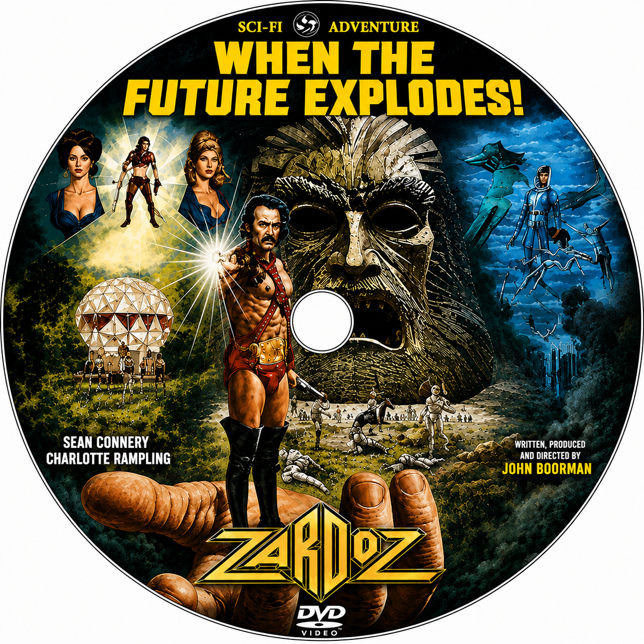 ZARDOZ (1974) Sean Connery – Charlotte Rampling – Sara Kestelman – John Alderton - Public Domain Movie DVD NO CASE