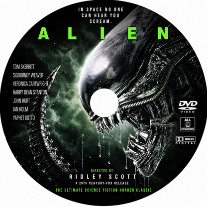 ALIEN DC (1979) Tom Skerritt • Sigourney Weaver • Veronica Cartwright • Harry Dean Stanton • John Hurt • Ian Holm • Yaphet Kotto - Public Domain Movie DVD NO CASE