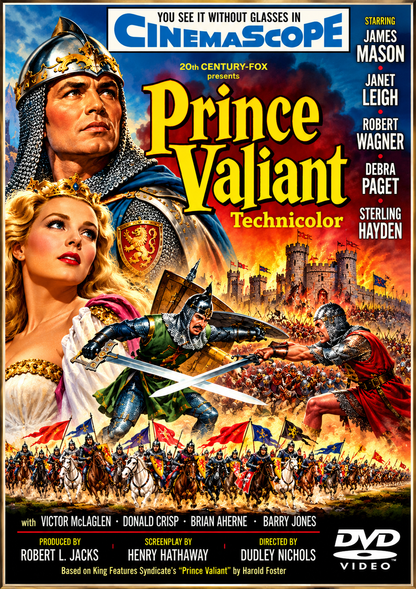 PRINCE VALIANT (1954) James Mason, Janet Leigh, Robert Wagner, Debra Paget - PUBLIC DOMAIN DVD ONLY NO CASE