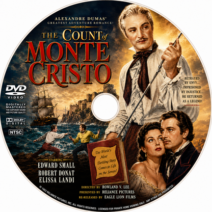THE COUNT OF MONTE CRISTO (1934)  Robert Donat, Elissa Landi, Louis Calhern, Sidney Blackmer, Raymond Walburn - DVD NO CASE