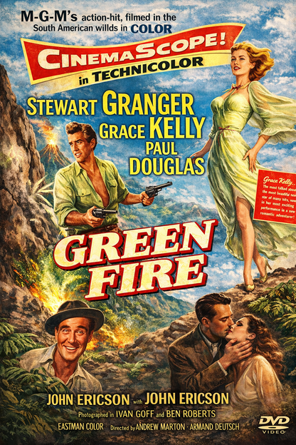 GREEN FIRE (1954) Stewart Granger ,Grace Kelly ,Paul Douglas ,John Ericson - Public Domain Movie DVD NO CASE