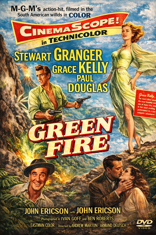GREEN FIRE (1954)  Stewart Granger ,Grace Kelly ,Paul Douglas ,John Ericson - Public Domain Movie DVD NO CASE