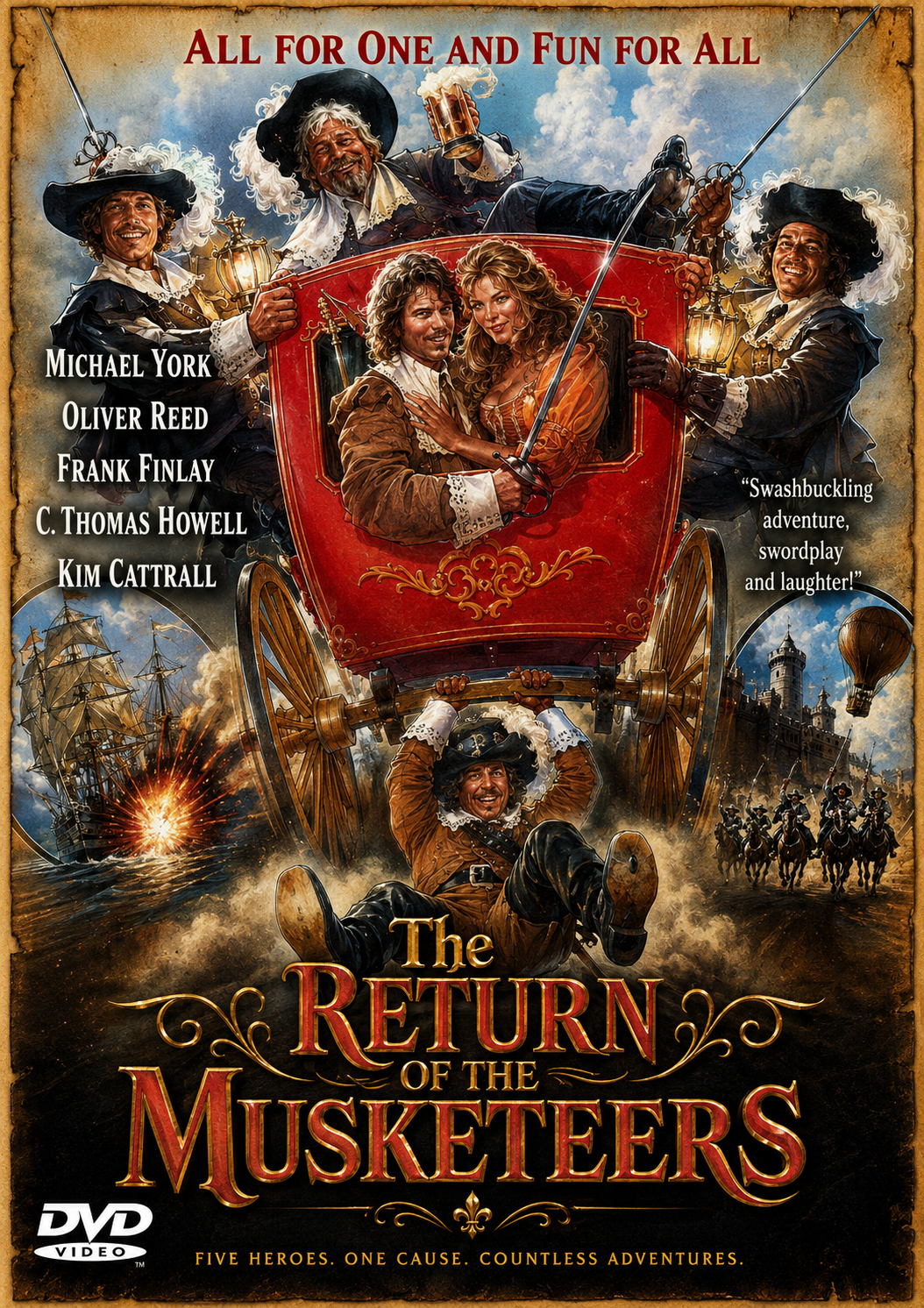 THE RETURN OF THE MUSKETEERS (1989) Michael York • Oliver Reed • Frank Finlay • C. Thomas Howell • Kim Cattrall - PUBLIC DOMAIN DVD ONLY NO CASE