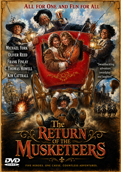 THE RETURN OF THE MUSKETEERS (1989) Michael York • Oliver Reed • Frank Finlay • C. Thomas Howell • Kim Cattrall - PUBLIC DOMAIN DVD ONLY NO CASE