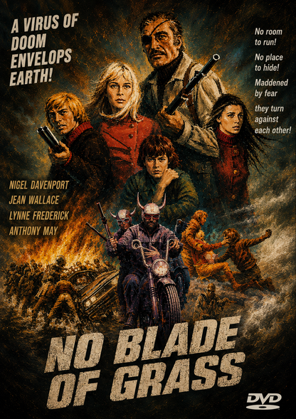 NO BLADE OF GRASS (1970) Nigel Davenport,Jean Wallace,Lynne Frederick,Anthony May - Public Domain DVD NO CASE RARE !