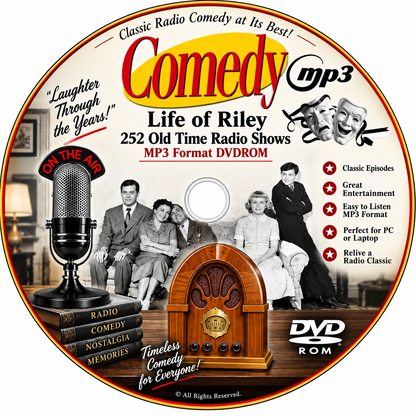 THE LIFE OF RILEY - 252 Old Time Radio Shows MP3 Audio DVDROM - Free Post