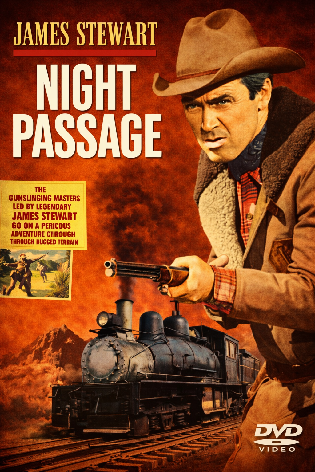 NIGHT PASSAGE (1954) James Stewart ,Audie Murphy ,Dan Duryea  - Public Domain Movie DVD NO CASE )