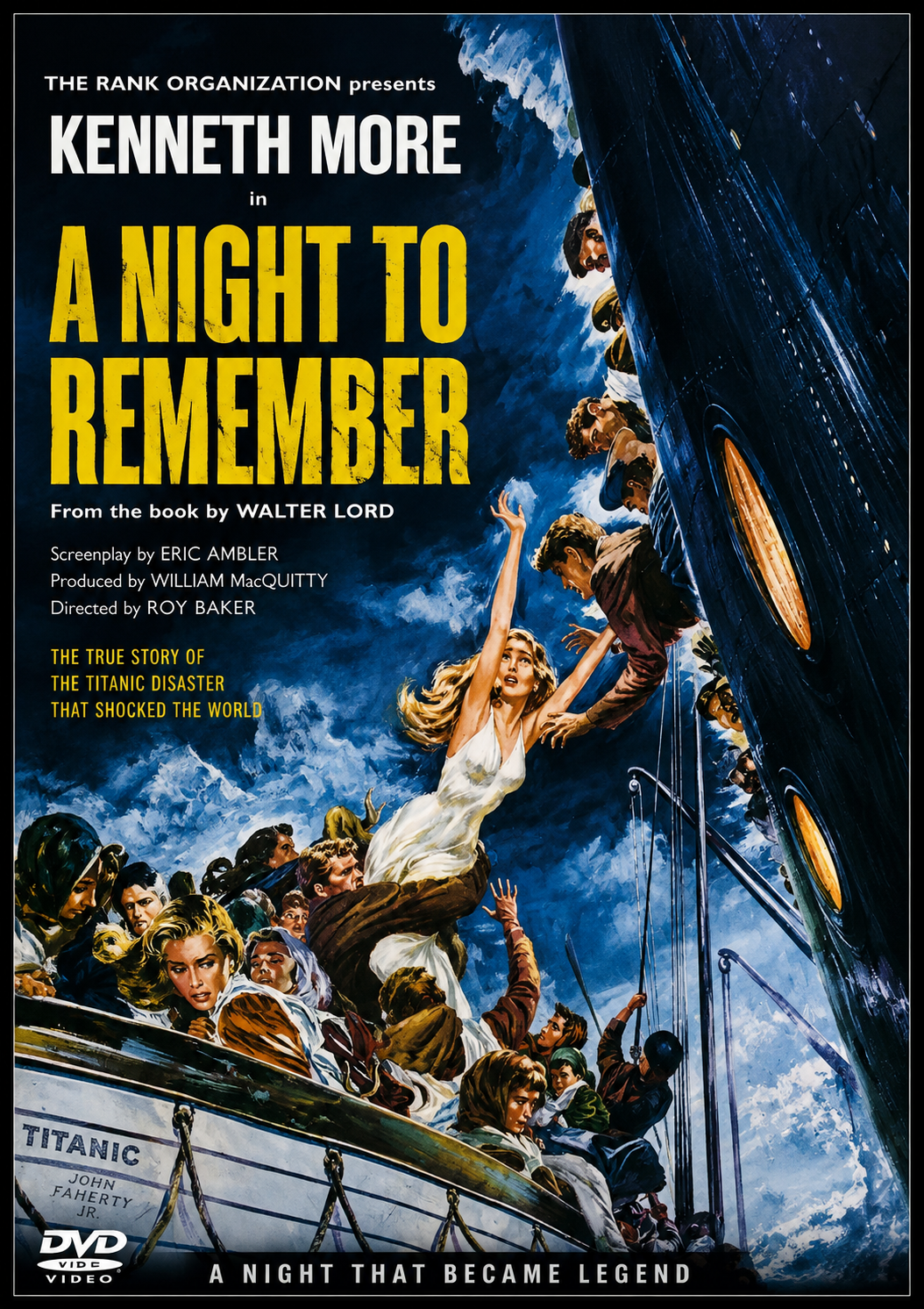 A NIGHT TO REMEMBER (1958) Kenneth More, Michael Goodliffe, Laurence Naismith, Kenneth Griffith, David McCallum - Public Domain Movie DVD NO CASE