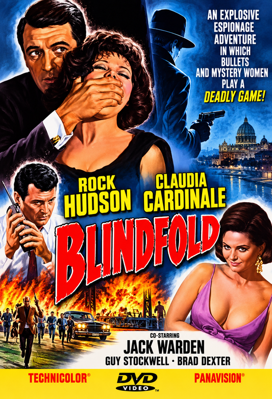 BLINDFOLD (1966) Rock Hudson, Claudia Cardinale, Jack Warden, Guy Stockwell, Brad Dexter, Anne Seymour and Alejandro Rey - PUBLIC DOMAIN DVD ONLY NO CASE