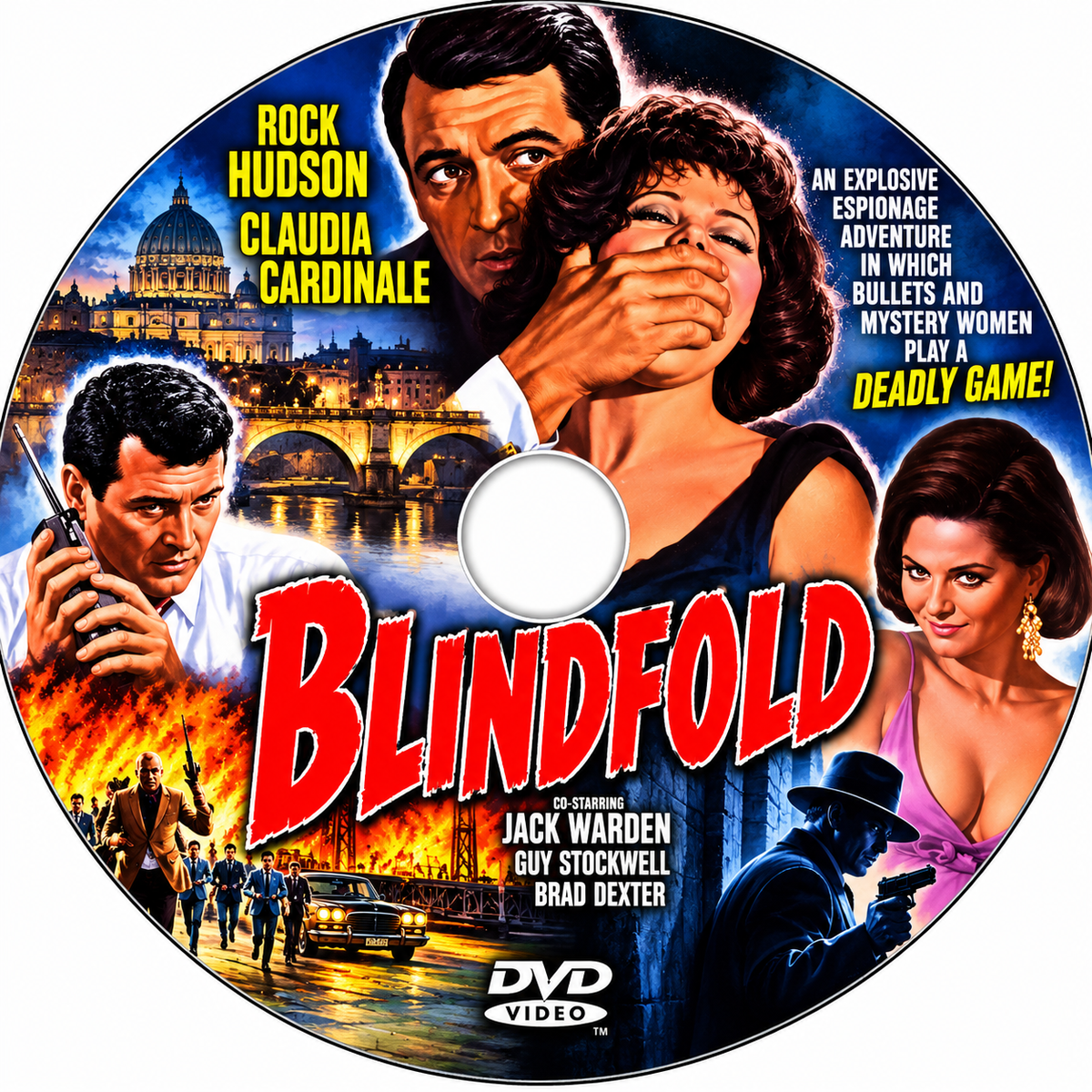 BLINDFOLD (1966) Rock Hudson, Claudia Cardinale, Jack Warden, Guy Stockwell, Brad Dexter, Anne Seymour and Alejandro Rey - PUBLIC DOMAIN DVD ONLY NO CASE