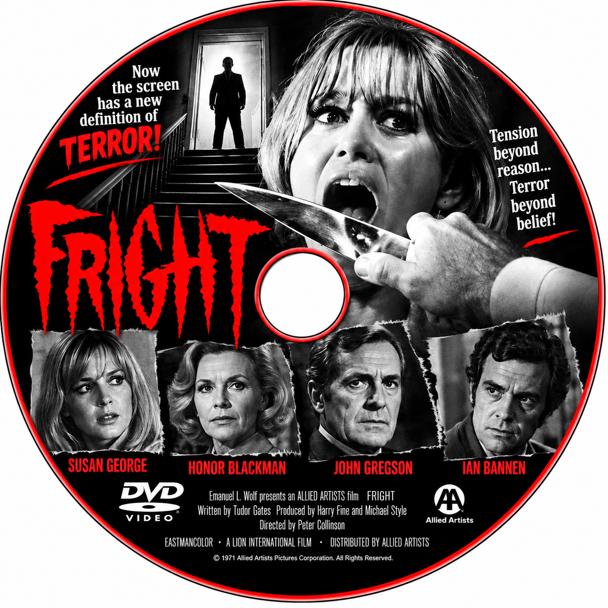 FRIGHT (1971) Starring - Susan George, Honor Blackman, Ian Bannen, John Gregson &amp; Dennis Waterman - DVD NO CASE