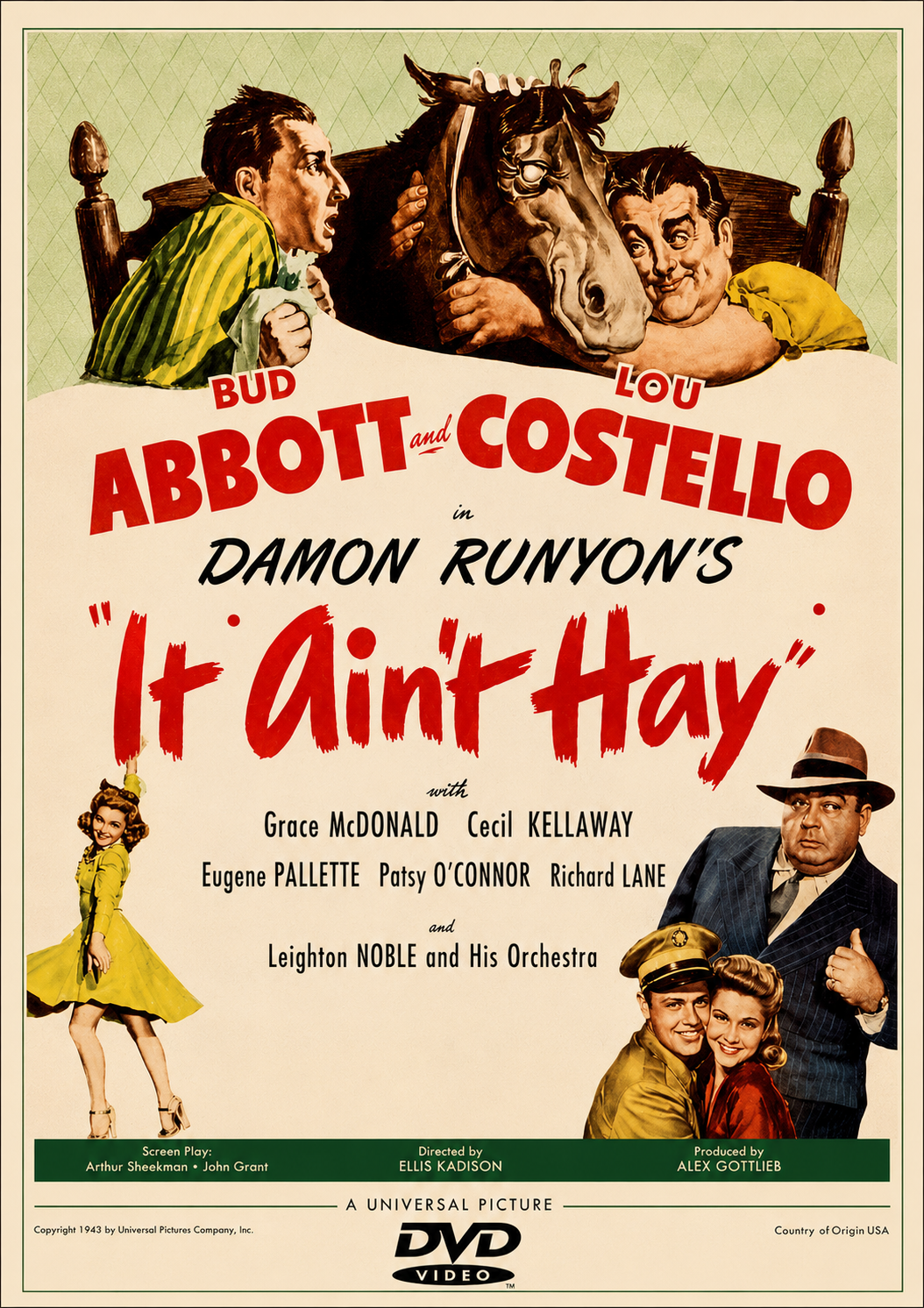 ''IT AIN'T HAY'' (1943) Bud Abbott, Lou Costello, Grace McDonald, Cecil Kellaway, Eugene Pallette - VERY RARE DELETED TITLE ! - DVD NO CASE